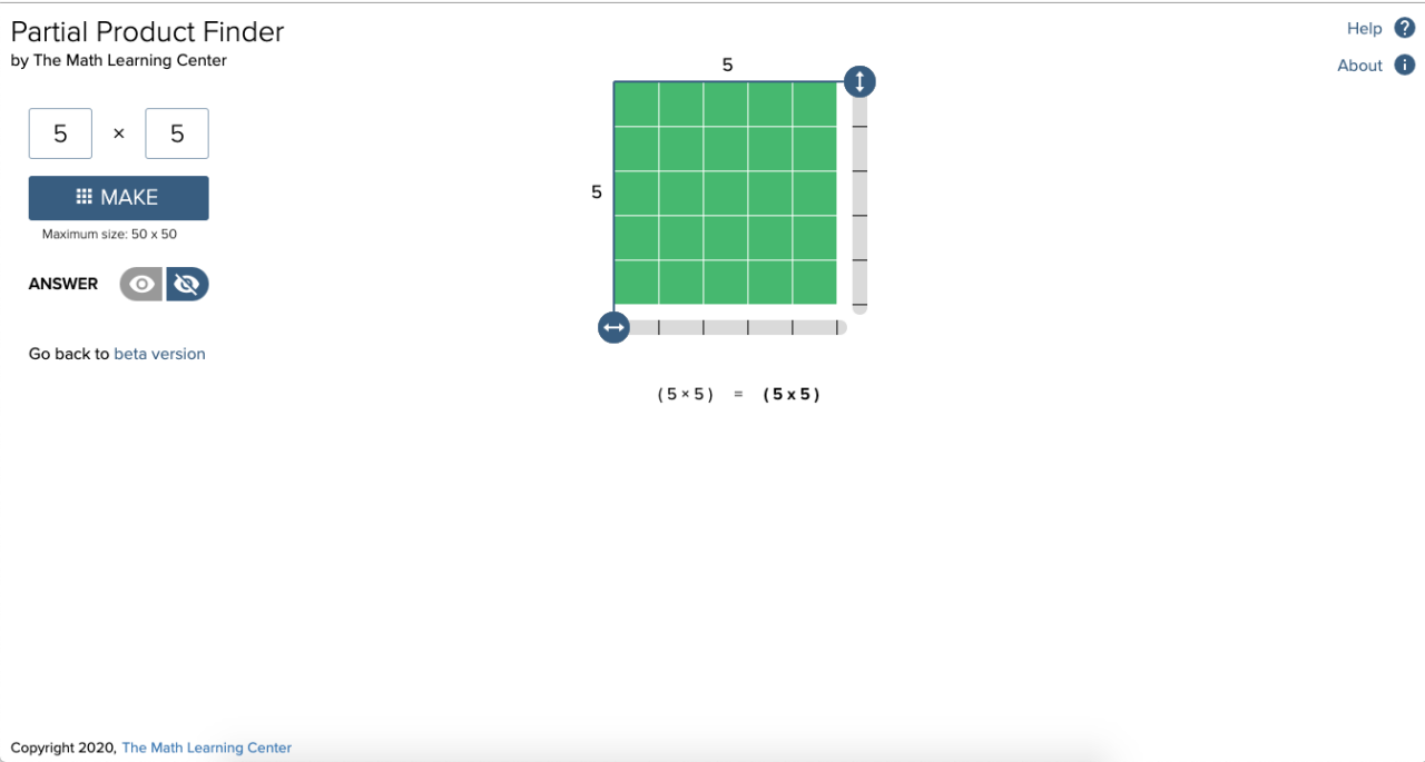 Partial product finder by math learning center sis for teachers