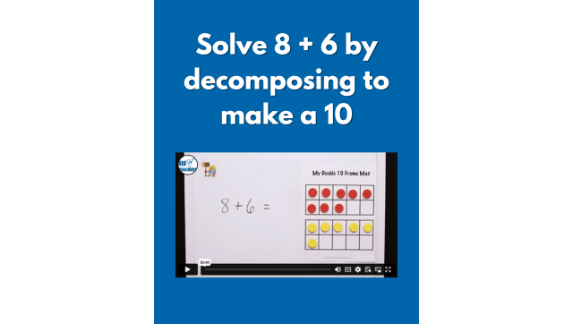 Solve 8 + 6 by decomposing to make a 10.