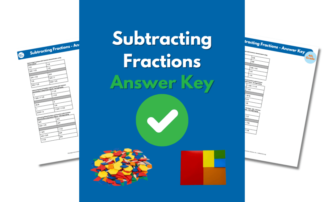 Subtracting Fractions – Answer Key – 4th Grade