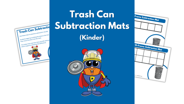 Trash Can Subtraction Mats – Kinder