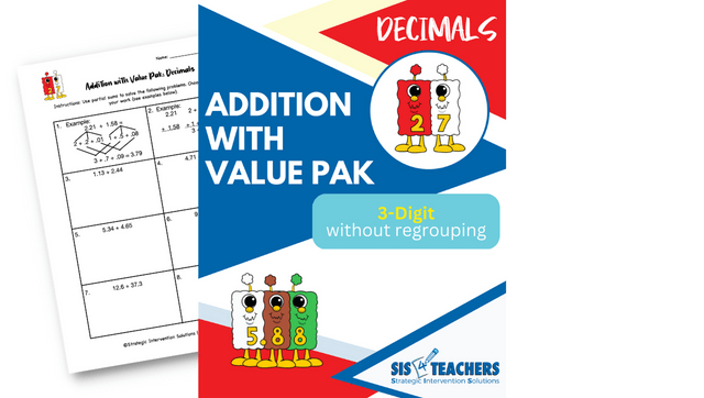 Addition with Value Pak (Decimals): 3-Digit without Regrouping