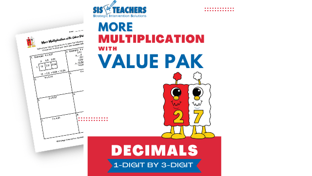 More Multiplication with Value Pak – Decimals: 1-Digit by 3-Digit