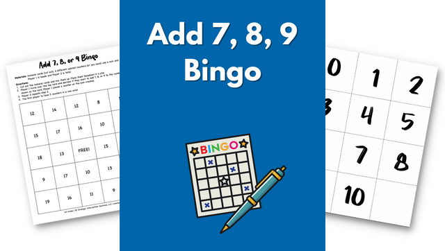 Add 7, 8 or 9 Bingo