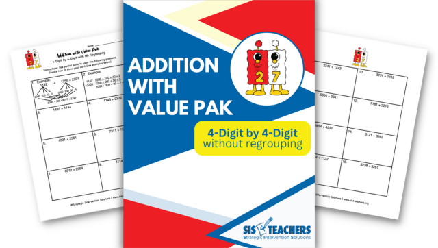 Addition with Value Pak – 4-Digit by 4-Digit without Regrouping