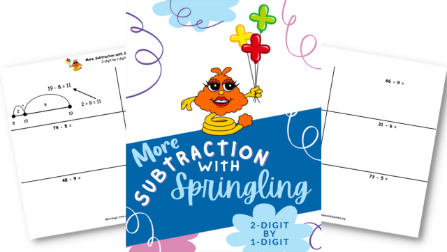 More Subtraction with Springling – 2-Digit by 1-Digit