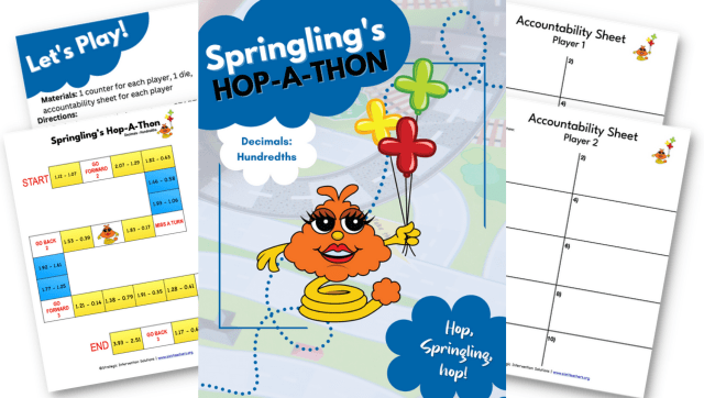 Springling’s Hop-a-Thon – Decimals – Hundredths