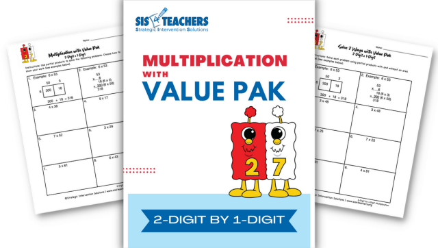 Multiplication with Value Pak: Partial Products with and without an Area Model – 2-Digit by 1-Digit