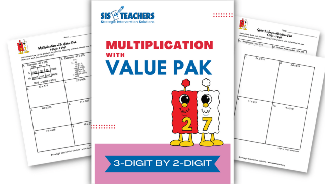 Multiplication with Value Pak: Partial Products with and without an Area Model – 3-Digit by 2-Digit