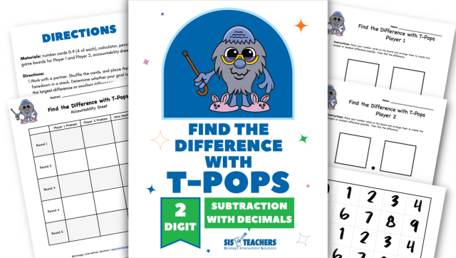 Find the Difference with T-Pops: 2-Digit Decimals