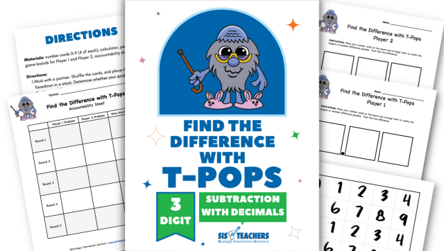 Find the Difference with T-Pops: 3-Digit Decimals
