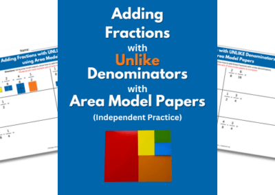 Adding Fractions with Unlike Denominators using Area Model Papers