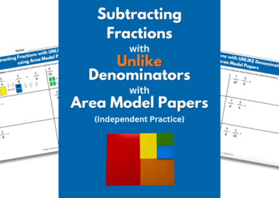 Subtracting Fractions with unlike Denominators using Area Model Papers