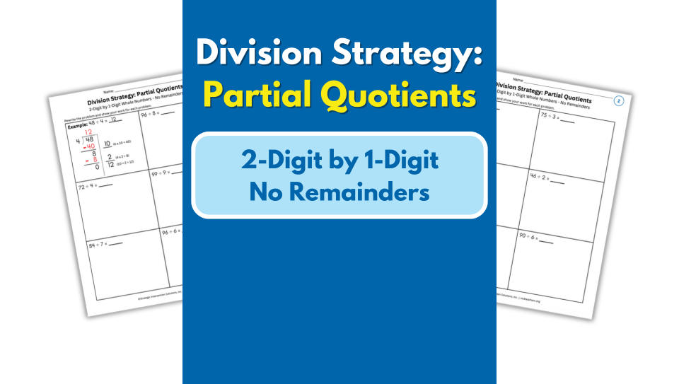 Partial Quotients – 2-digit by 1-digit – No Remainders
