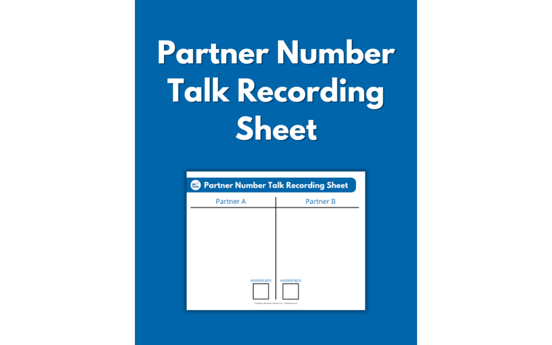 Partner Number Talk Recording Sheet